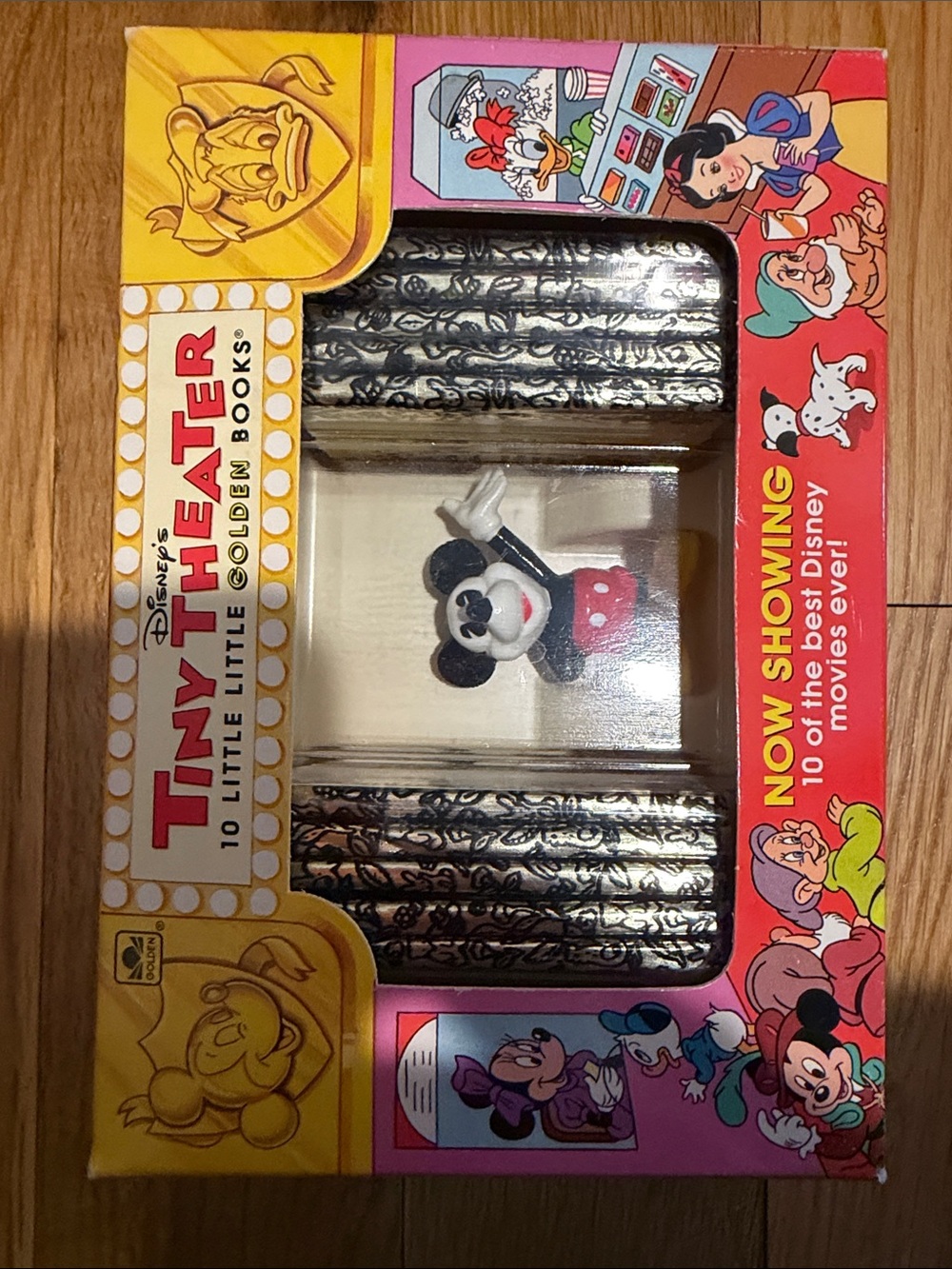 Vintage 1993 Disney Tiny Theater 10 Little Golden Books + Mickey Figure Complete
